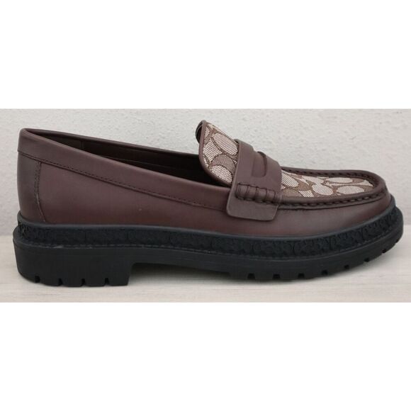 Coach CC833 Men's Sz 8D Brown Signature Jacquard Leather Brooks Loafers - Picture 9 of 13